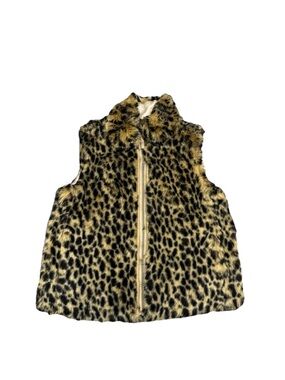 Crewcuts Girls Leopard Cheetah Plush Faux Fur Winter Vest Full Zip Size XS
